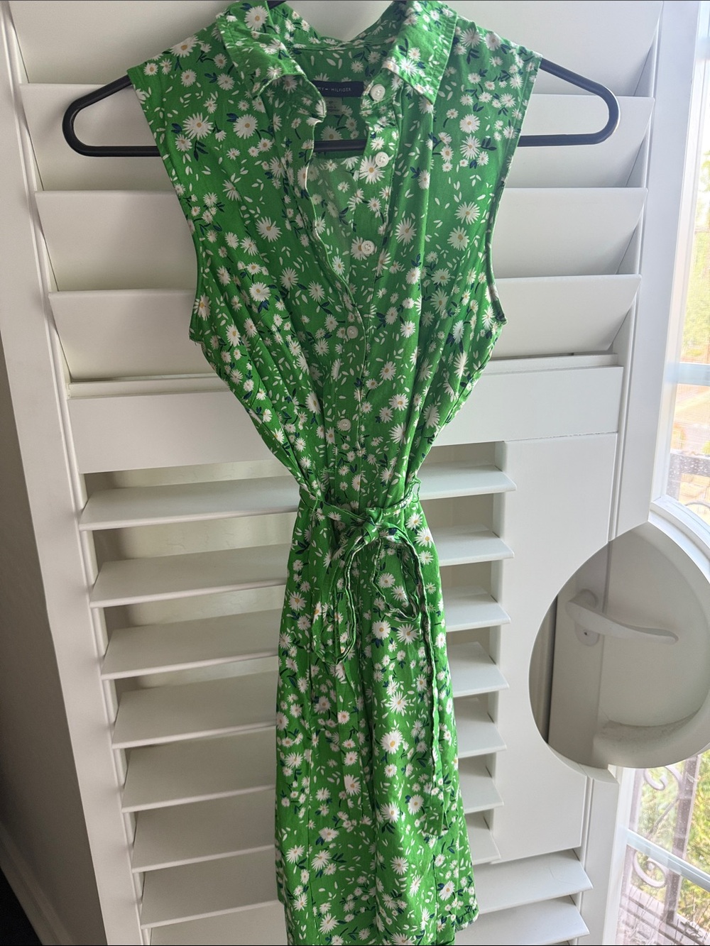 Tommy Hilfiger Green Daisy Print Tie-Waist Midi Dress